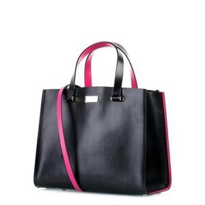 Kate Spade Black Sweetheart Pink Kyra Arbour Hill Leather Tote